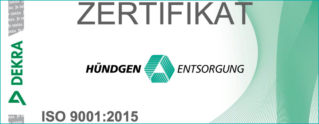 9001:2015 Zertifikat Hündgen Entsorgung