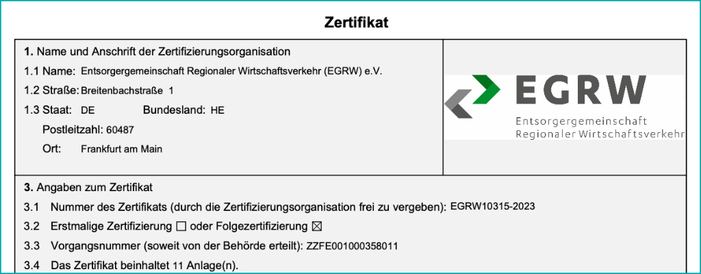 EFB Zertifikat Hündgen Entsorgung